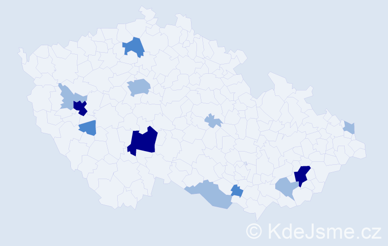 Příjmení: 'Mášek', počet výskytů 25 v celé ČR