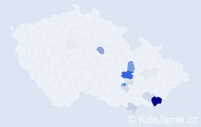 Příjmení: 'Klon', počet výskytů 54 v celé ČR