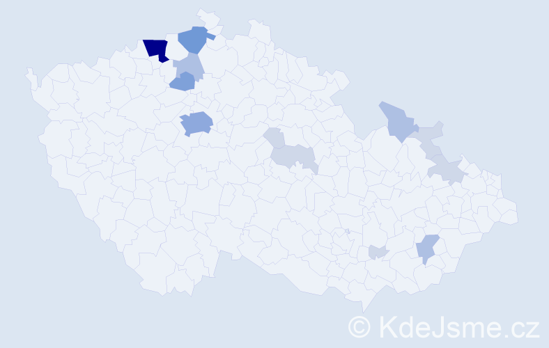 Příjmení: 'Mít', počet výskytů 38 v celé ČR