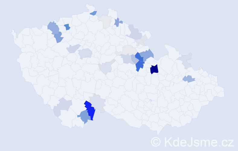Příjmení: 'Konárek', počet výskytů 89 v celé ČR
