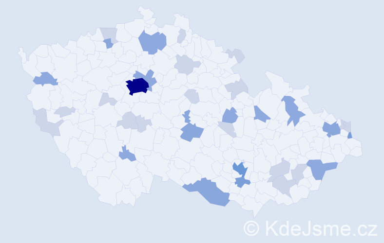 Příjmení: 'Líšková', počet výskytů 72 v celé ČR