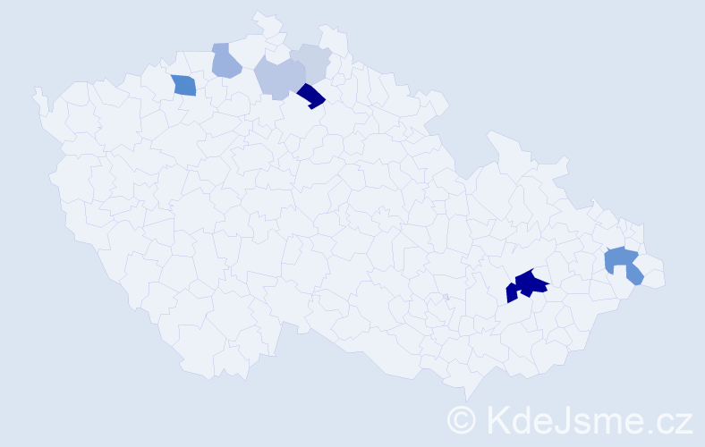 Příjmení: 'Soldan', počet výskytů 23 v celé ČR