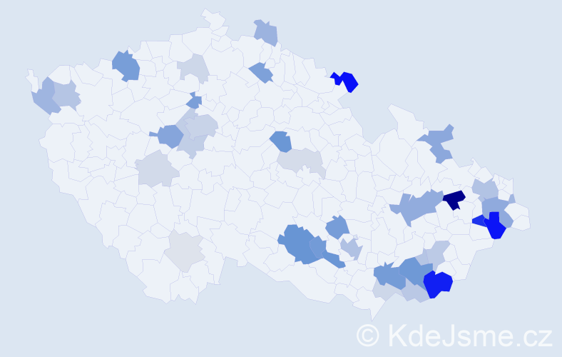 Příjmení: 'Korčeková', počet výskytů 112 v celé ČR