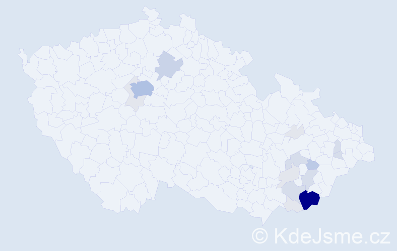 Příjmení: 'Končitík', počet výskytů 64 v celé ČR