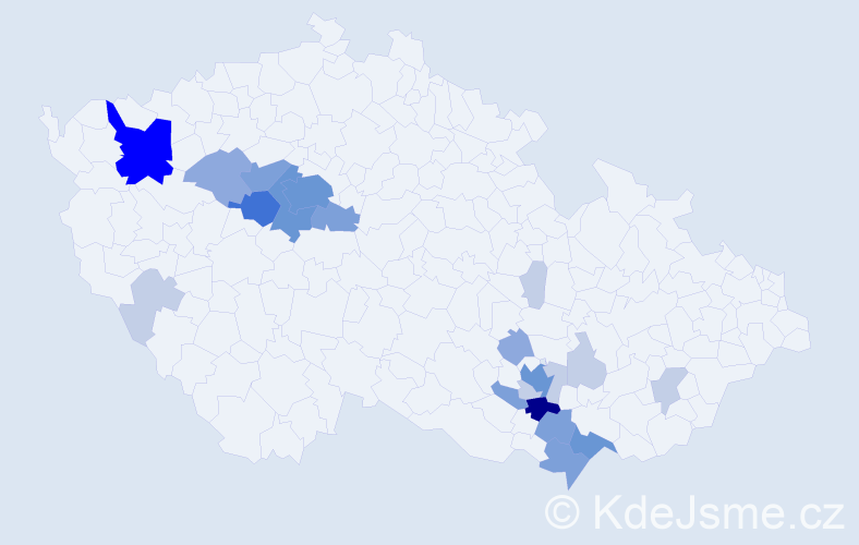 Příjmení: 'Hytychová', počet výskytů 65 v celé ČR