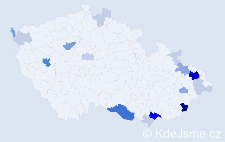 Příjmení: 'Fučková', počet výskytů 61 v celé ČR