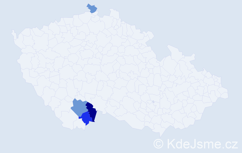 Příjmení: 'Košin', počet výskytů 7 v celé ČR