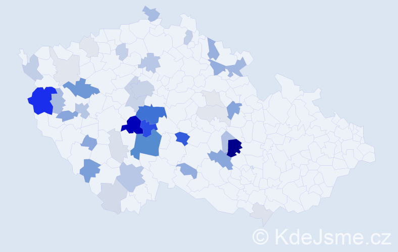 Příjmení: 'Dědová', počet výskytů 135 v celé ČR