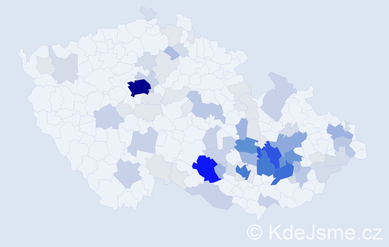 Příjmení: 'Jura', počet výskytů 310 v celé ČR