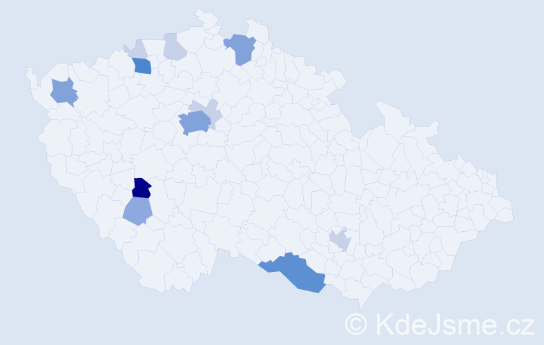 Příjmení: 'Kuřáková', počet výskytů 38 v celé ČR