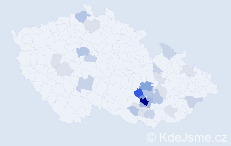 Příjmení: 'Plevač', počet výskytů 95 v celé ČR