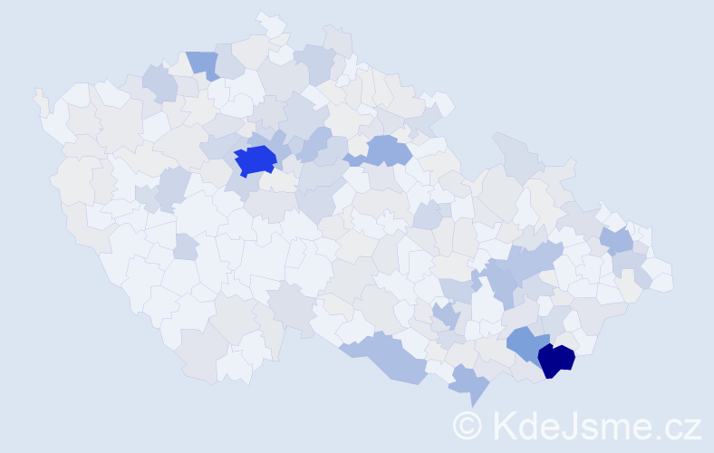 Příjmení: 'Koníček', počet výskytů 892 v celé ČR
