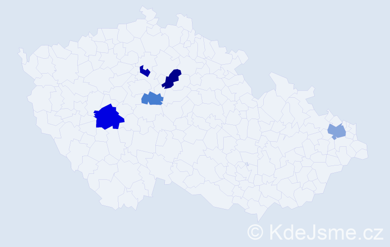Příjmení: 'Obdržal', počet výskytů 21 v celé ČR