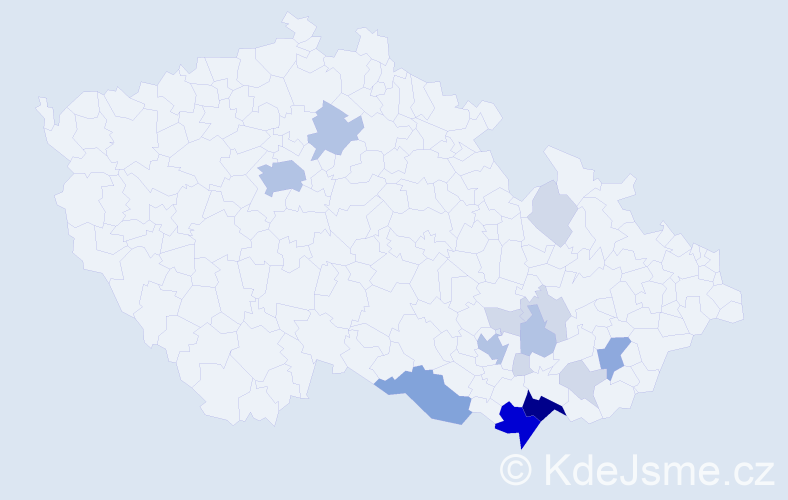 Příjmení: 'Redková', počet výskytů 50 v celé ČR