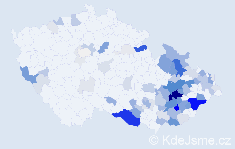 Příjmení: 'Bartoníková', počet výskytů 284 v celé ČR