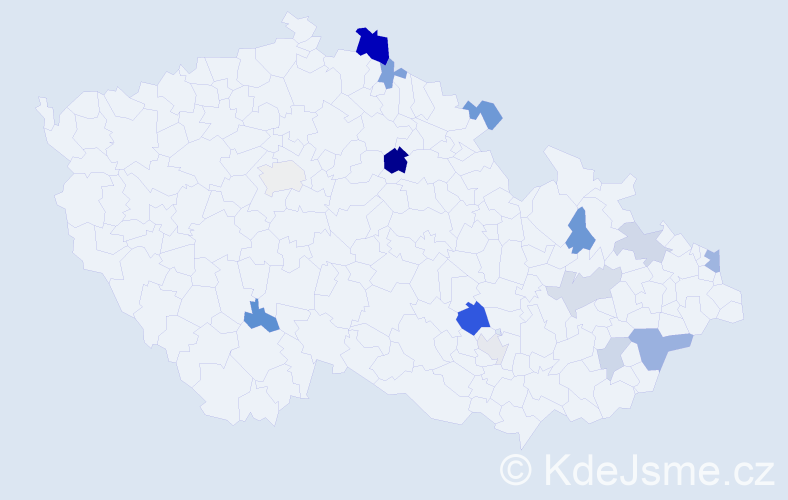 Příjmení: 'Balážiková', počet výskytů 23 v celé ČR