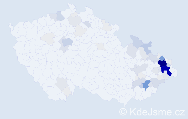 Příjmení: 'Řeha', počet výskytů 284 v celé ČR