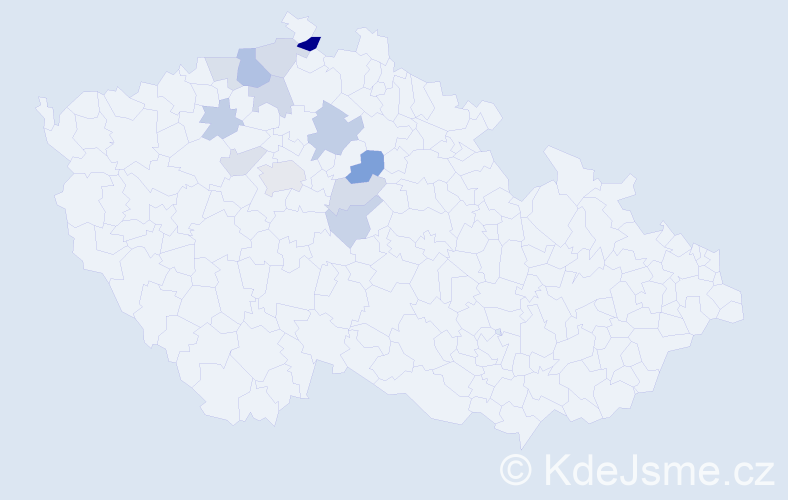 Příjmení: 'Louka', počet výskytů 23 v celé ČR