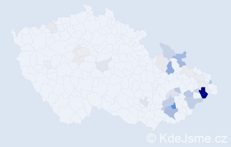 Příjmení: 'Šimčák', počet výskytů 74 v celé ČR
