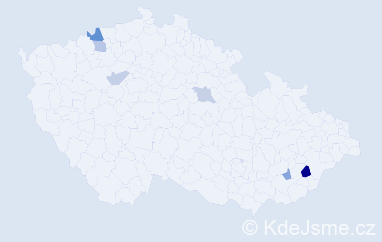 Příjmení: 'Rašev', počet výskytů 8 v celé ČR
