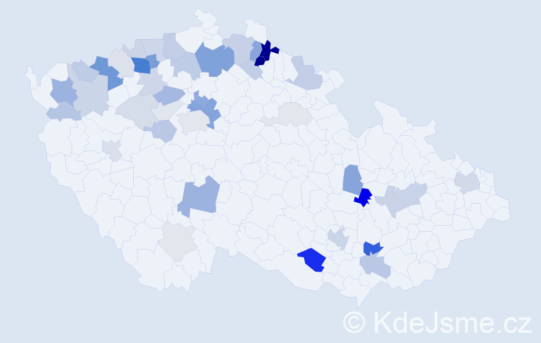 Příjmení: 'Bystrá', počet výskytů 120 v celé ČR