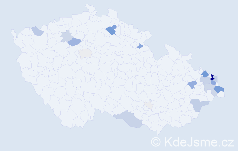 Příjmení: 'Gavelčíková', počet výskytů 55 v celé ČR