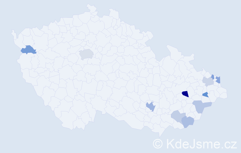 Příjmení: 'Čiernik', počet výskytů 21 v celé ČR