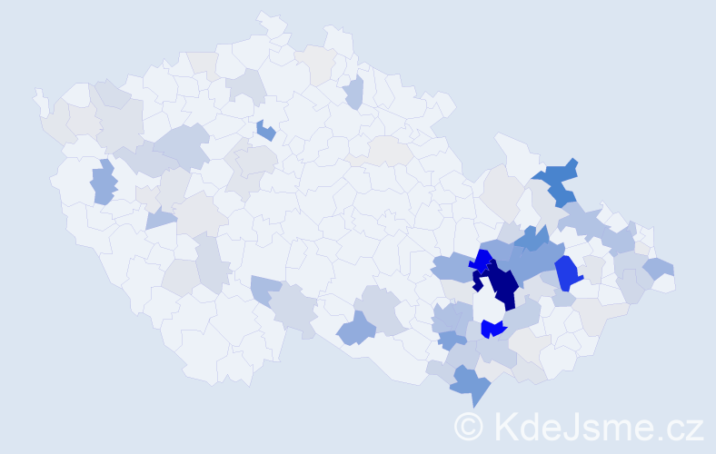 Příjmení: 'Hrazdil', počet výskytů 290 v celé ČR