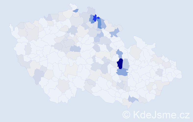 Příjmení: 'Ducháček', počet výskytů 490 v celé ČR