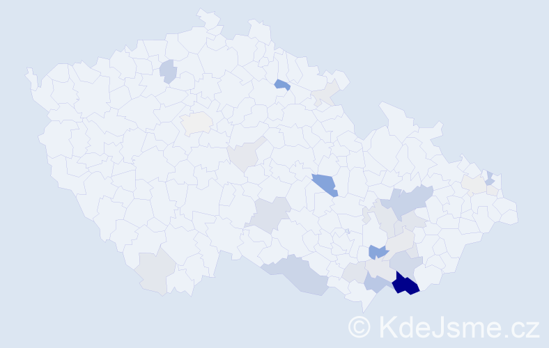 Příjmení: 'Sečka', počet výskytů 90 v celé ČR