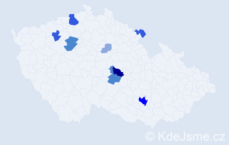 Příjmení: 'Bažoutová', počet výskytů 25 v celé ČR
