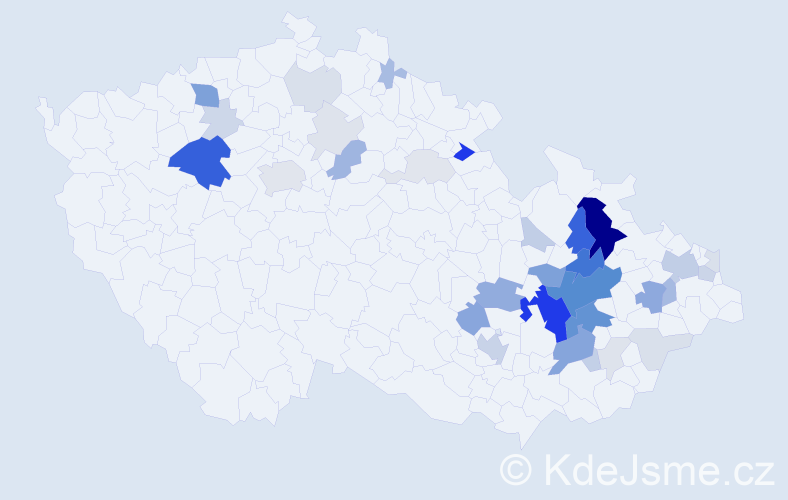 Příjmení: 'Dokládalová', počet výskytů 130 v celé ČR