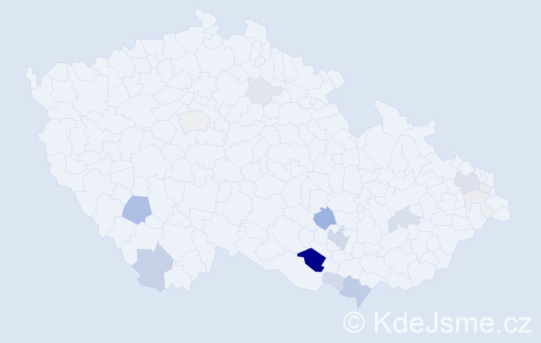 Příjmení: 'Klim', počet výskytů 66 v celé ČR
