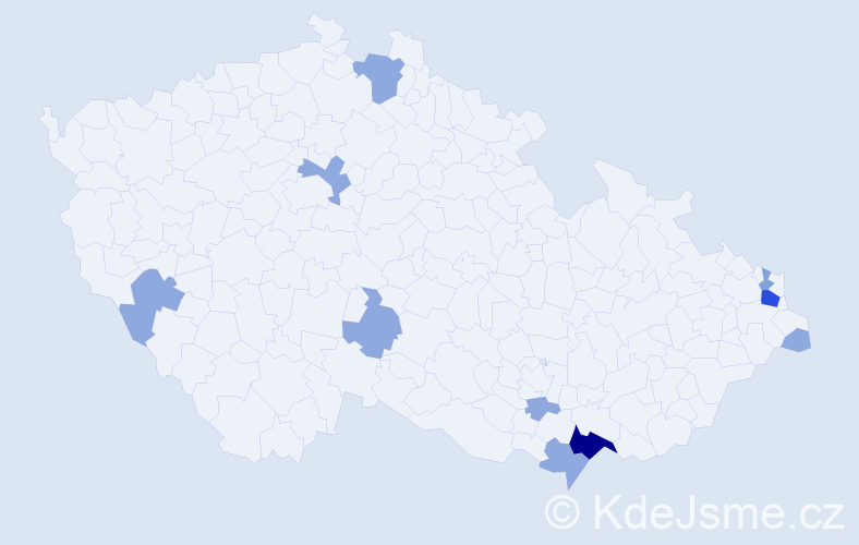Příjmení: 'Halabrin', počet výskytů 22 v celé ČR
