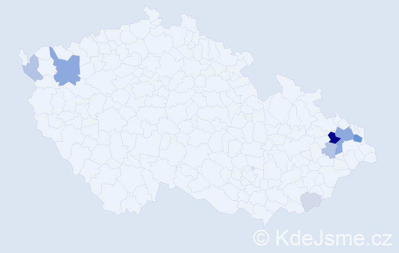 Příjmení: 'Kilnar', počet výskytů 36 v celé ČR