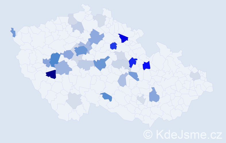 Příjmení: 'Medvid', počet výskytů 95 v celé ČR