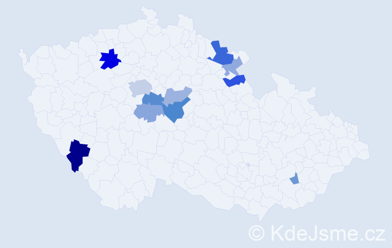 Příjmení: 'Vantová', počet výskytů 22 v celé ČR