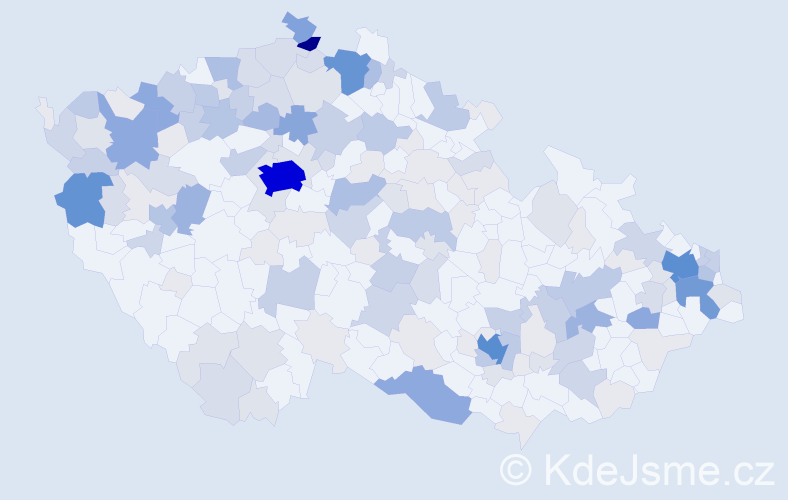 Příjmení: 'Danková', počet výskytů 602 v celé ČR