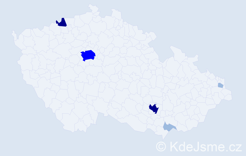 Příjmení: 'Setvák', počet výskytů 13 v celé ČR