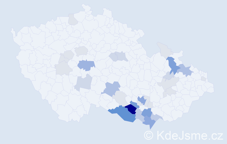 Příjmení: 'Čeperová', počet výskytů 121 v celé ČR