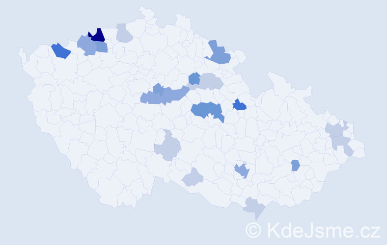 Příjmení: 'Barkóci', počet výskytů 59 v celé ČR