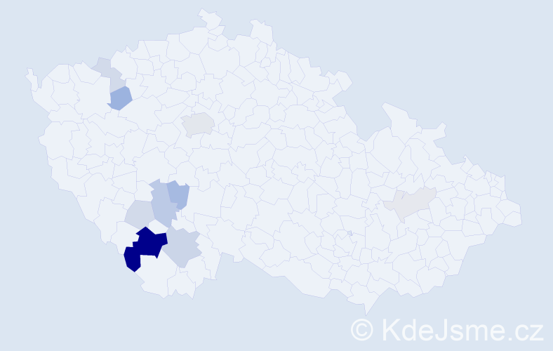 Příjmení: 'Capůrka', počet výskytů 28 v celé ČR