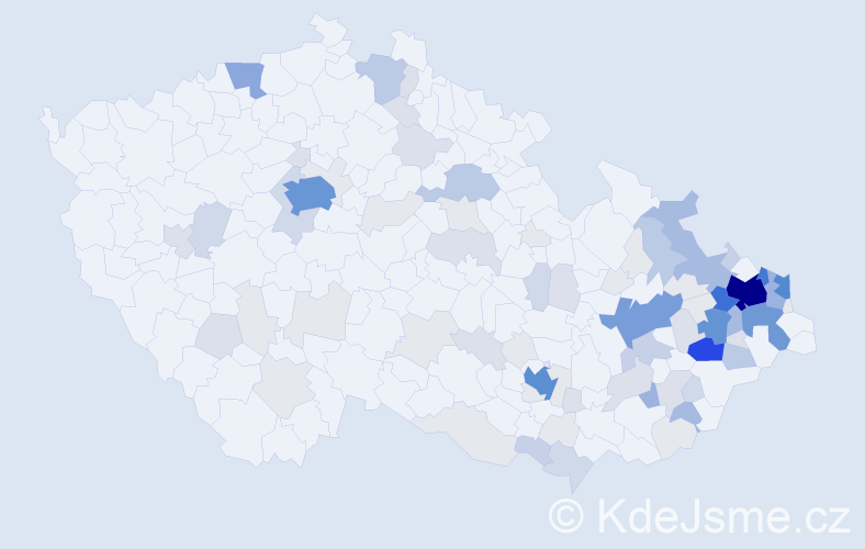 Příjmení: 'Rusek', počet výskytů 390 v celé ČR