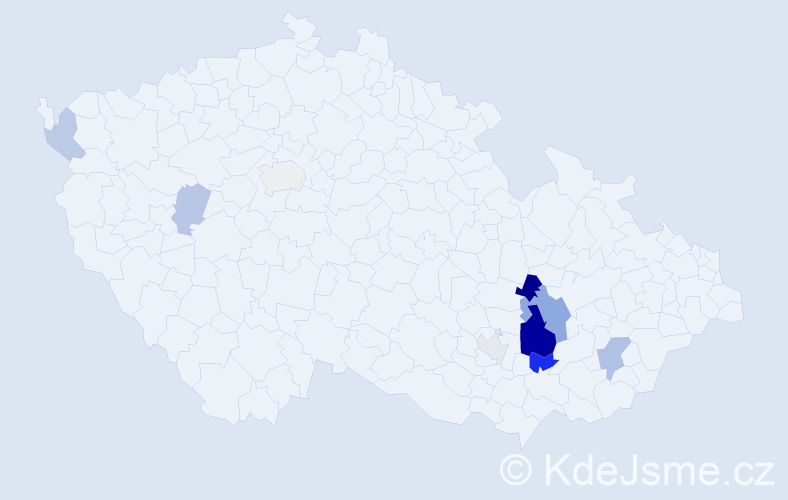 Příjmení: 'Oršelová', počet výskytů 22 v celé ČR