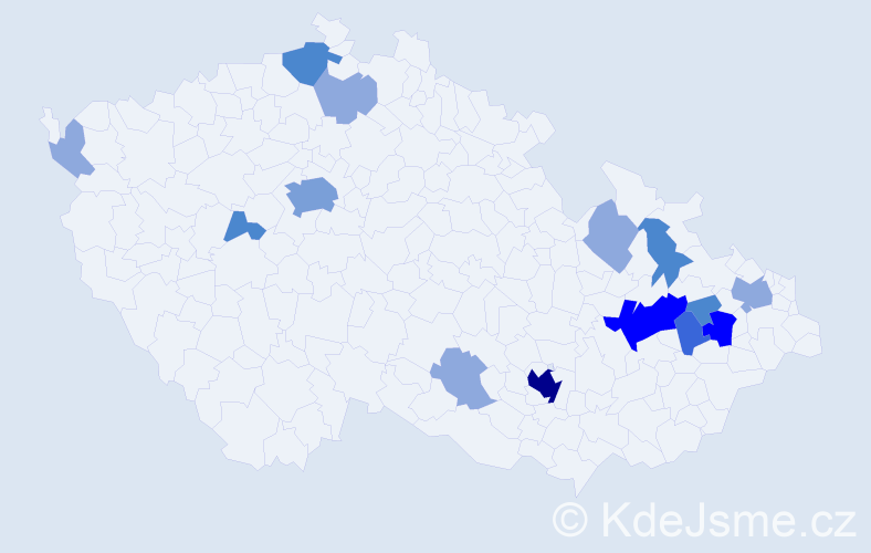 Příjmení: 'Danisová', počet výskytů 40 v celé ČR