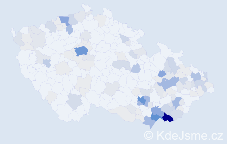 Příjmení: 'Bačíková', počet výskytů 413 v celé ČR
