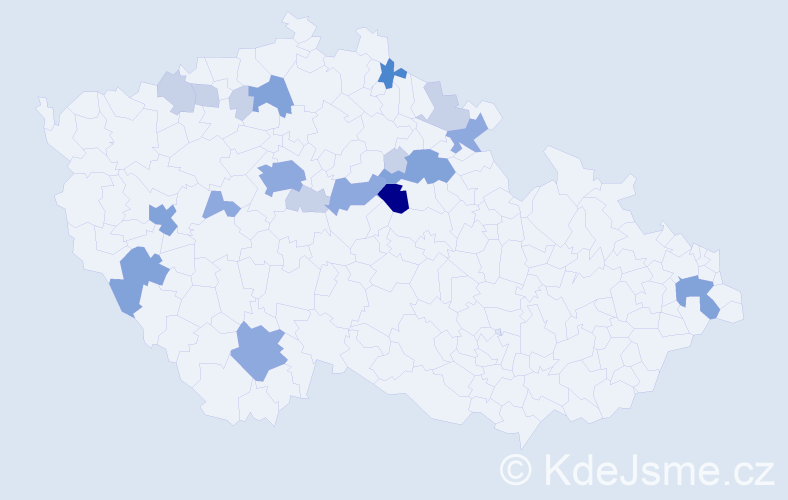 Příjmení: 'Kuch', počet výskytů 49 v celé ČR