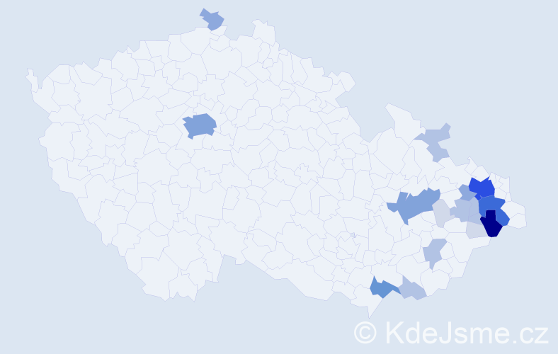 Příjmení: 'Tomančáková', počet výskytů 69 v celé ČR