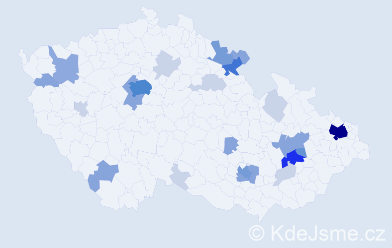 Příjmení: 'Pročková', počet výskytů 77 v celé ČR
