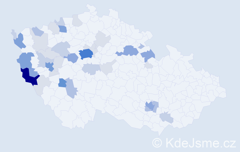 Příjmení: 'Kůst', počet výskytů 125 v celé ČR